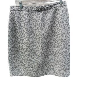 Vintage Halston size  14 grey paisley scroll print skirt